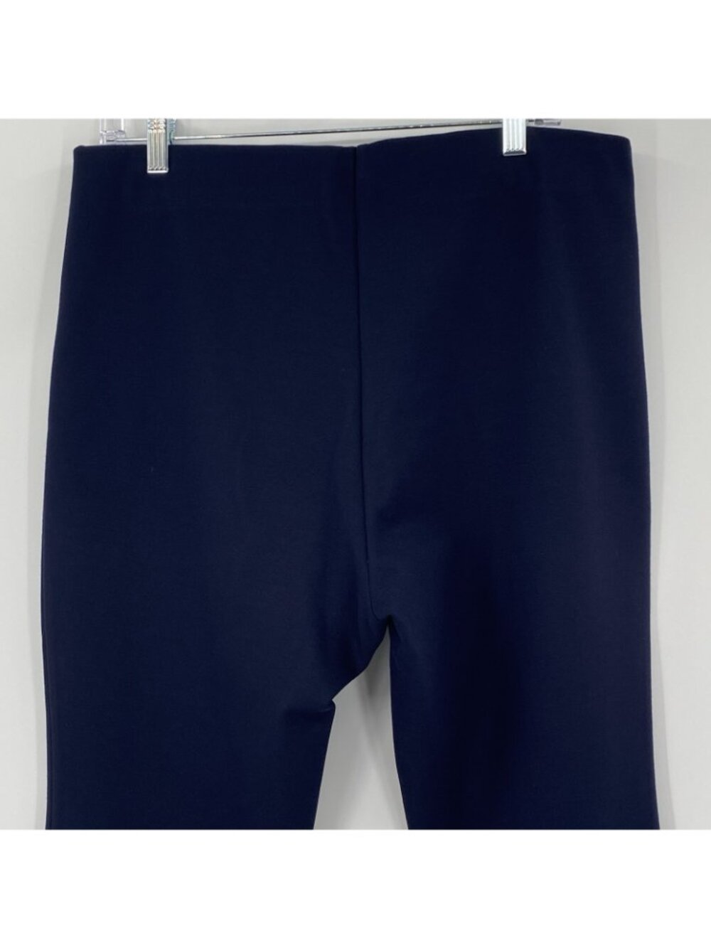 Ann Mashburn Pants Womens Large Navy Stretch Pull On Slim Ponte Mini Flare Hem - Picture 13 of 15